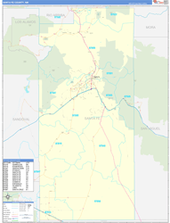 Santa Fe County, NM Wall Map Zip Code Basic Style 2024